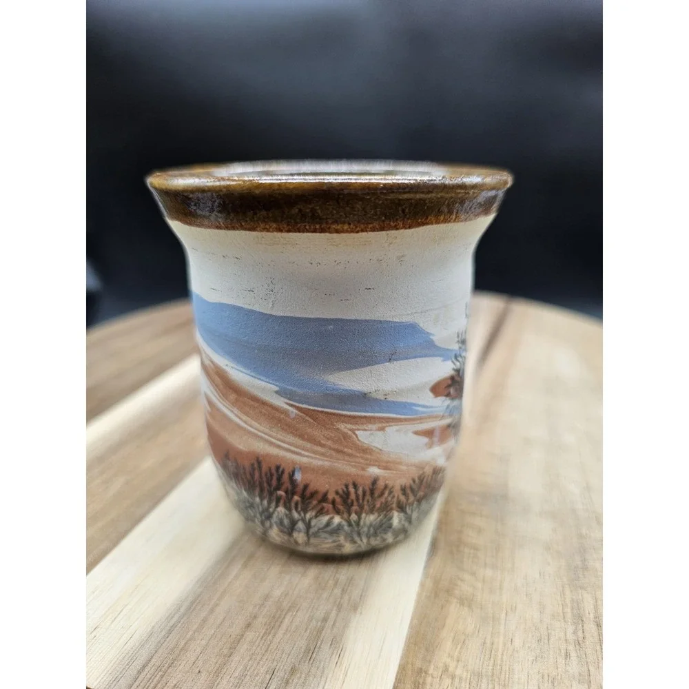 Sevierville Pottery Cup Bud Vase Pen‎ Cup Tree Design